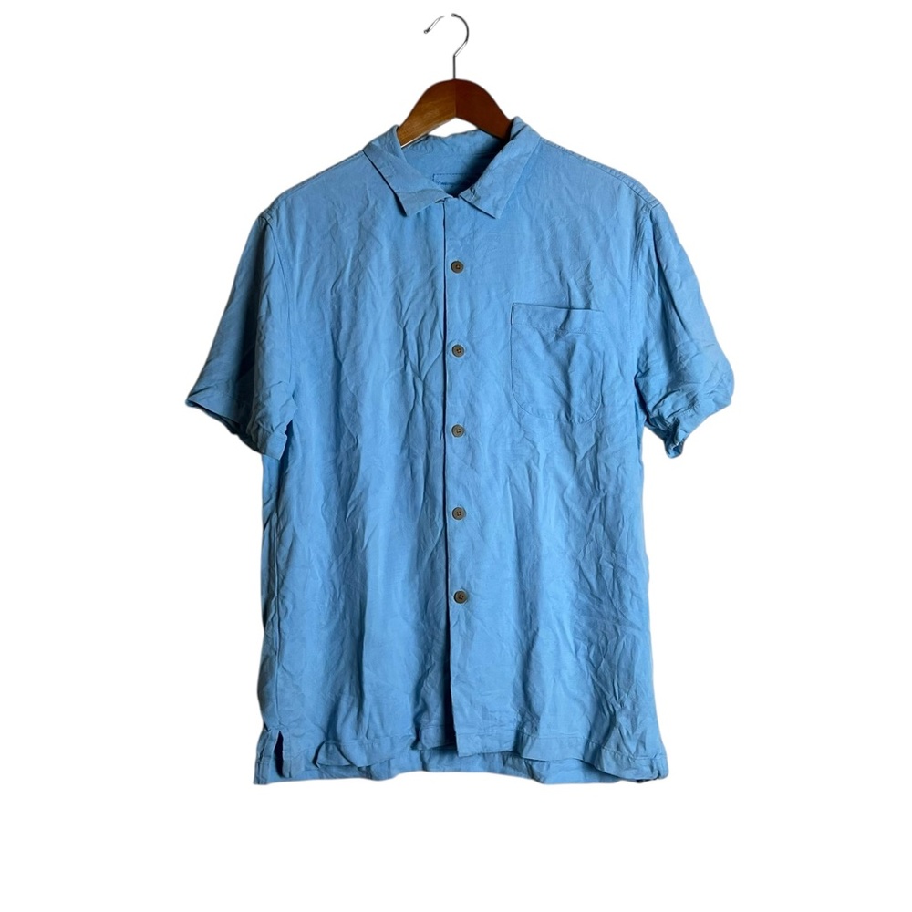 Tommy Bahama blue 100% silk button‎ down shirt